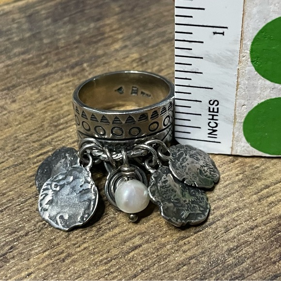 Silpada “Cha-Cha” Coin and Freshwater Pearl Ring - Picture 2 of 5